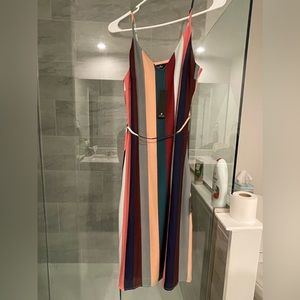 Lulu’s striped tea-length dress with tie